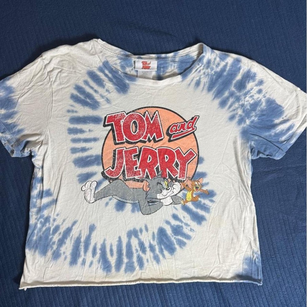 Tom and Jerry Cropped tie-dye tee